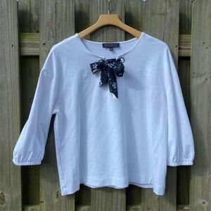 Eloquii Tie Neck 3/4 Sleeve Blouse